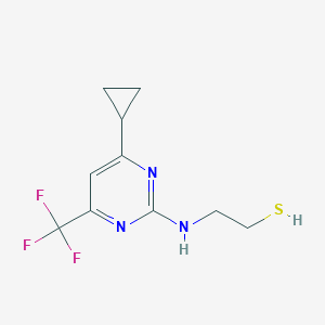 molecular formula C10H12F3N3S B13914462 2-[(4-Cyclopropyl-6-(trifluoromethyl)pyrimidin-2-yl]amino)ethanethiol 