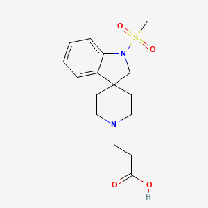 molecular formula C16H22N2O4S B13914468 3-(1-methylsulfonylspiro[2H-indole-3,4'-piperidine]-1'-yl)propanoic acid 