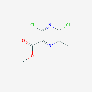 molecular formula C8H8Cl2N2O2 B13914544 Methyl 3,5-dichloro-6-ethyl-2-pyrazinecarboxylate 