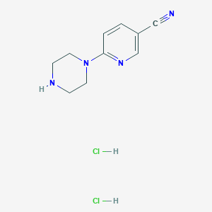 molecular formula C10H14Cl2N4 B13914562 6-(Piperazin-1-yl)nicotinonitrile dihydrochloride 