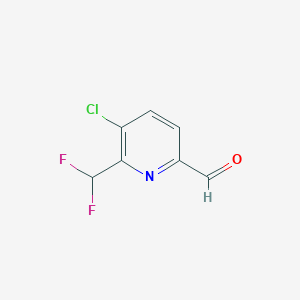 molecular formula C7H4ClF2NO B13914563 5-Chloro-6-(difluoromethyl)picolinaldehyde 