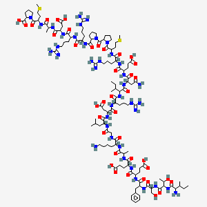 molecular formula C124H205N39O39S2 B13914608 1-[2-[2-[[2-[[2-[[2-[[1-[1-[2-[[2-[[2-[[4-amino-2-[[2-[[2-[[2-[[2-[[2-[[6-amino-2-[2-[[2-[[2-[[2-[[2-[[2-[(2-amino-3-methylpentanoyl)amino]-3-hydroxybutanoyl]amino]-3-hydroxypropanoyl]amino]-3-phenylpropanoyl]amino]-4-carboxybutanoyl]amino]-4-carboxybutanoyl]amino]propanoylamino]hexanoyl]amino]acetyl]amino]-4-methylpentanoyl]amino]-3-carboxypropanoyl]amino]-5-carbamimidamidopentanoyl]amino]-3-methylpentanoyl]amino]-4-oxobutanoyl]amino]-4-carboxybutanoyl]amino]-5-carbamimidamidopentanoyl]amino]-4-methylsulfanylbutanoyl]pyrrolidine-2-carbonyl]pyrrolidine-2-carbonyl]amino]-5-carbamimidamidopentanoyl]amino]-5-carbamimidamidopentanoyl]amino]-3-carboxypropanoyl]amino]propanoylamino]-4-methylsulfanylbutanoyl]pyrrolidine-2-carboxylic acid 