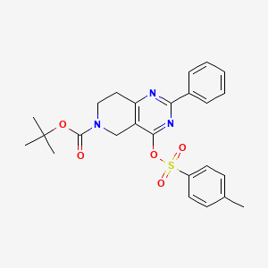 molecular formula C25H27N3O5S B1391462 Tert-butyl 2-phenyl-4-(P-tolylsulfonyloxy)-7,8-dihydropyrido[4,3-D]pyrimidine-6(5H)-carboxylate CAS No. 1033194-61-4