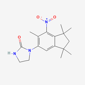 molecular formula C17H23N3O3 B1391463 1-(1,1,3,3,6-五甲基-7-硝基-2,3-二氢-1H-茚-5-基)咪唑烷-2-酮 CAS No. 1209101-05-2