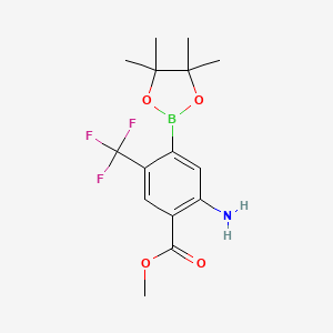 molecular formula C15H19BF3NO4 B13914630 Methyl 2-amino-4-(4,4,5,5-tetramethyl-1,3,2-dioxaborolan-2-yl)-5-(trifluoromethyl)benzoate 