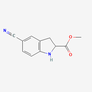 molecular formula C11H10N2O2 B13914710 Methyl 5-cyanoindoline-2-carboxylate 