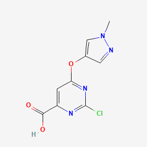 molecular formula C9H7ClN4O3 B13914756 2-Chloro-6-(1-methylpyrazol-4-YL)oxy-pyrimidine-4-carboxylic acid 