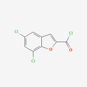 molecular formula C9H3Cl3O2 B13914759 5,7-Dichloro-1-benzofuran-2-carbonyl chloride CAS No. 62589-59-7