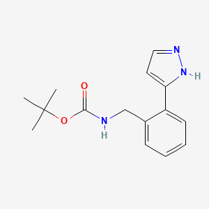 molecular formula C15H19N3O2 B13914857 tert-butyl 2-(1H-pyrazol-3-yl)benzylcarbamate CAS No. 449758-18-3