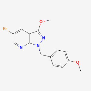 molecular formula C15H14BrN3O2 B13914886 5-bromo-3-methoxy-1-(4-methoxybenzyl)-1H-pyrazolo[3,4-b]pyridine 