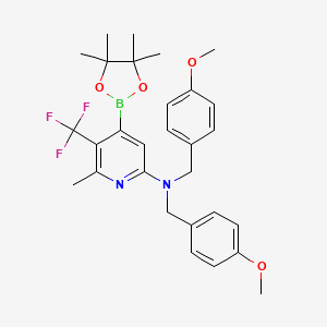 molecular formula C29H34BF3N2O4 B13914907 N,N-bis[(4-methoxyphenyl)methyl]-6-methyl-4-(4,4,5,5-tetramethyl-1,3,2-dioxaborolan-2-yl)-5-(trifluoromethyl)pyridin-2-amine 