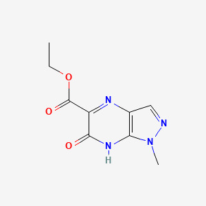 molecular formula C9H10N4O3 B13914937 ethyl 1-methyl-6-oxo-7H-pyrazolo[3,4-b]pyrazine-5-carboxylate 