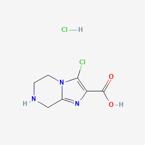 molecular formula C7H9Cl2N3O2 B13915007 3-Chloro-5,6,7,8-tetrahydroimidazo[1,2-a]pyrazine-2-carboxylic acid;hydrochloride 