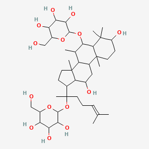 2-[[3,12-Dihydroxy-4,4,7,10,14-pentamethyl-17-[6-methyl-2-[3,4,5-trihydroxy-6-(hydroxymethyl)oxan-2-yl]oxyhept-5-en-2-yl]-1,2,3,5,6,7,8,9,11,12,13,15,16,17-tetradecahydrocyclopenta[a]phenanthren-6-yl]oxy]-6-(hydroxymethyl)oxane-3,4,5-triol