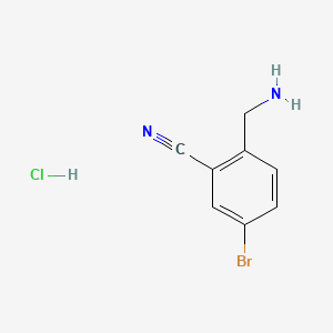 molecular formula C8H8BrClN2 B13915194 2-(Aminomethyl)-5-bromobenzonitrile hydrochloride 