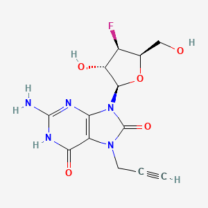 2-amino-9-[(2R,3S,4R,5R)-4-fluoro-3-hydroxy-5-(hydroxymethyl)oxolan-2-yl]-7-prop-2-ynyl-1H-purine-6,8-dione