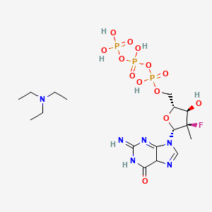 molecular formula C17H32FN6O13P3 B13915248 N,N-diethylethanamine;[[(2R,3R,4R,5R)-4-fluoro-3-hydroxy-5-(2-imino-6-oxo-5H-purin-9-yl)-4-methyloxolan-2-yl]methoxy-hydroxyphosphoryl] phosphono hydrogen phosphate 