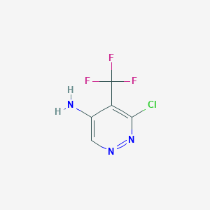 molecular formula C5H3ClF3N3 B13915344 6-Chloro-5-(trifluoromethyl)-4-pyridazinamine 