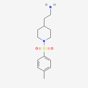 molecular formula C14H22N2O2S B13915355 2-{1-[(4-Methylphenyl)sulfonyl]piperidin-4-yl}ethanamine 