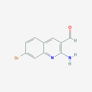 molecular formula C10H7BrN2O B13915359 2-Amino-7-bromoquinoline-3-carbaldehyde 