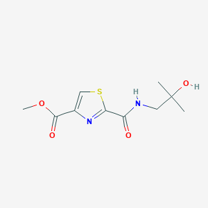 molecular formula C10H14N2O4S B13915374 Methyl 2-((2-hydroxy-2-methylpropyl)carbamoyl)thiazole-4-carboxylate 