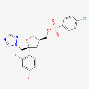molecular formula C20H18ClF2N3O4S B1391542 ((3S,5R)-5-((1H-1,2,4-Triazol-1-yl)methyl)-5-(2,4-difluorophenyl)tetrahydrofuran-3-yl)methyl 4-chlorobenzenesulfonate CAS No. 175712-02-4