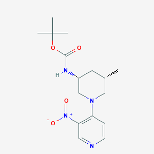 molecular formula C16H24N4O4 B13915574 Tert-butyl N-[(3R,5S)-5-methyl-1-(3-nitro-4-pyridyl)-3-piperidyl]carbamate 