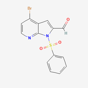 molecular formula C14H9BrN2O3S B1391561 4-溴-1-苯磺酰基-7-氮杂吲哚-2-甲醛 CAS No. 942920-59-4