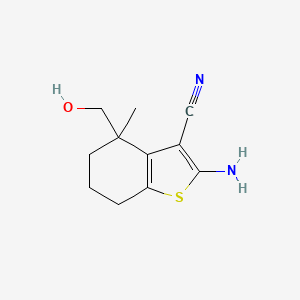 2-Amino-4-(hydroxymethyl)-4-methyl-4,5,6,7-tetrahydrobenzo[b]thiophene-3-carbonitrile