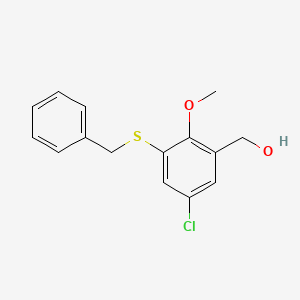 molecular formula C15H15ClO2S B13915629 (3-(Benzylthio)-5-chloro-2-methoxyphenyl)methanol 