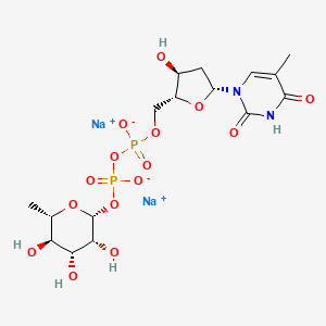 disodium;[[(2R,3S,5R)-3-hydroxy-5-(5-methyl-2,4-dioxopyrimidin-1-yl)oxolan-2-yl]methoxy-oxidophosphoryl] [(2R,3R,4R,5R,6S)-3,4,5-trihydroxy-6-methyloxan-2-yl] phosphate