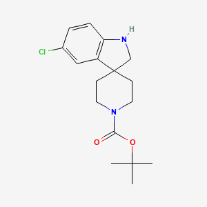 molecular formula C17H23ClN2O2 B1391575 叔丁基-5-氯代螺[吲哚啉-3,4'-哌啶]-1'-甲酸酯 CAS No. 637362-21-1