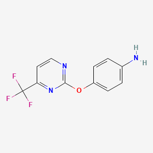 molecular formula C11H8F3N3O B1391576 4-{[4-(三氟甲基)嘧啶-2-基]氧基}苯胺 CAS No. 1215670-87-3