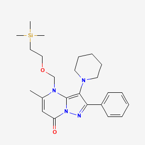 molecular formula C24H34N4O2Si B13915786 5-methyl-2-phenyl-3-(piperidin-1-yl)-4-((2-(trimethylsilyl)ethoxy)methyl)pyrazolo[1,5-a]pyrimidin-7(4H)-one 