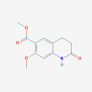 molecular formula C12H13NO4 B13915801 7-Methoxy-2-oxo-1,2,3,4-tetrahydro-quinoline-6-carboxylic acid methyl ester 