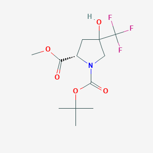 molecular formula C12H18F3NO5 B13915814 1-O-tert-butyl 2-O-methyl (2S)-4-hydroxy-4-(trifluoromethyl)pyrrolidine-1,2-dicarboxylate 