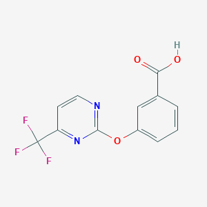 B1391582 3-{[4-(Trifluoromethyl)pyrimidin-2-yl]oxy}benzoic acid CAS No. 1215846-99-3
