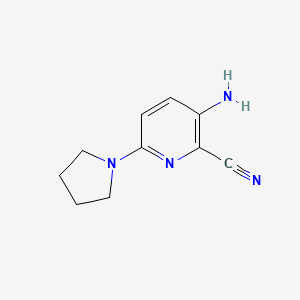molecular formula C10H12N4 B1391584 3-Amino-6-pyrrolidin-1-ylpyridine-2-carbonitrile CAS No. 1215553-62-0