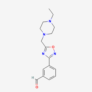 molecular formula C16H20N4O2 B13916012 3-(5-((4-Ethylpiperazin-1-yl)methyl)-1,2,4-oxadiazol-3-yl)benzaldehyde 