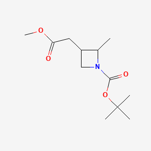 molecular formula C12H21NO4 B13916043 Tert-butyl 3-(2-methoxy-2-oxo-ethyl)-2-methyl-azetidine-1-carboxylate 