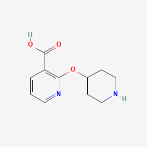 molecular formula C11H14N2O3 B1391613 2-(Piperidin-4-yloxy)nicotinic acid CAS No. 1086392-90-6