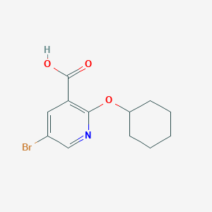 molecular formula C12H14BrNO3 B1391614 5-溴-2-(环己氧基)烟酸 CAS No. 1216955-51-9