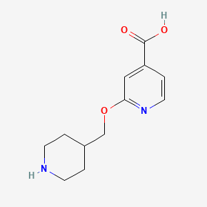 molecular formula C12H16N2O3 B1391622 2-(Piperidin-4-ylmethoxy)isonicotinic acid CAS No. 1215707-27-9