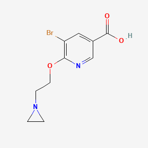 molecular formula C10H11BrN2O3 B1391623 6-(2-Aziridin-1-ylethoxy)-5-bromonicotinic acid CAS No. 1216703-32-0