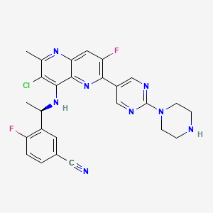 (R)-3-[1-[[3-Chloro-7-fluoro-2-methyl-6-[2-(1-piperazinyl)-5-pyrimidinyl]-1,5-naphthyridin-4-yl]amino]ethyl]-4-fluorobenzonitrile