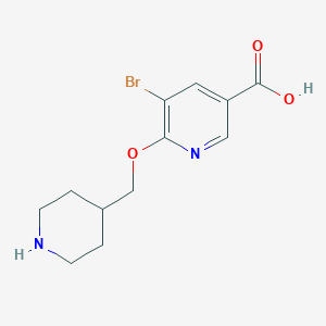 molecular formula C12H15BrN2O3 B1391636 5-溴-6-(哌啶-4-基甲氧基)烟酸 CAS No. 1216949-97-1