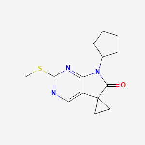 molecular formula C14H17N3OS B13916440 7'-Cyclopentyl-2'-(methylthio)spiro[cyclopropane-1,5'-[5H]pyrrolo[2,3-d]pyrimidin]-6'(7'H)-one 