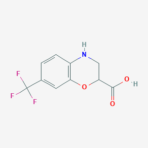 molecular formula C10H8F3NO3 B1391649 7-(Trifluoromethyl)-3,4-dihydro-2H-1,4-benzoxazine-2-carboxylic acid CAS No. 1086380-46-2