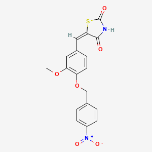 molecular formula C18H14N2O6S B13916576 (5E)-5-{3-methoxy-4-[(4-nitrobenzyl)oxy]benzylidene}-1,3-thiazolidine-2,4-dione 