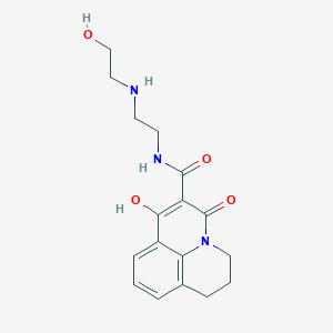 molecular formula C17H21N3O4 B13916651 7-hydroxy-N-{2-[(2-hydroxyethyl)amino]ethyl}-5-oxo-2,3-dihydro-1H,5H-pyrido[3,2,1-ij]quinoline-6-carboxamide 